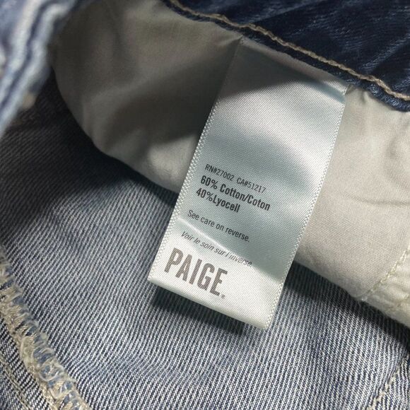 Paige Alethea Vale Denim Mini Skirt Blue Raw Hem Size 27 - Picture 12 of 14
